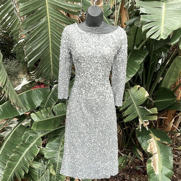 Adriana Papel metallic silver sequin dress - Picture 1 of 8
